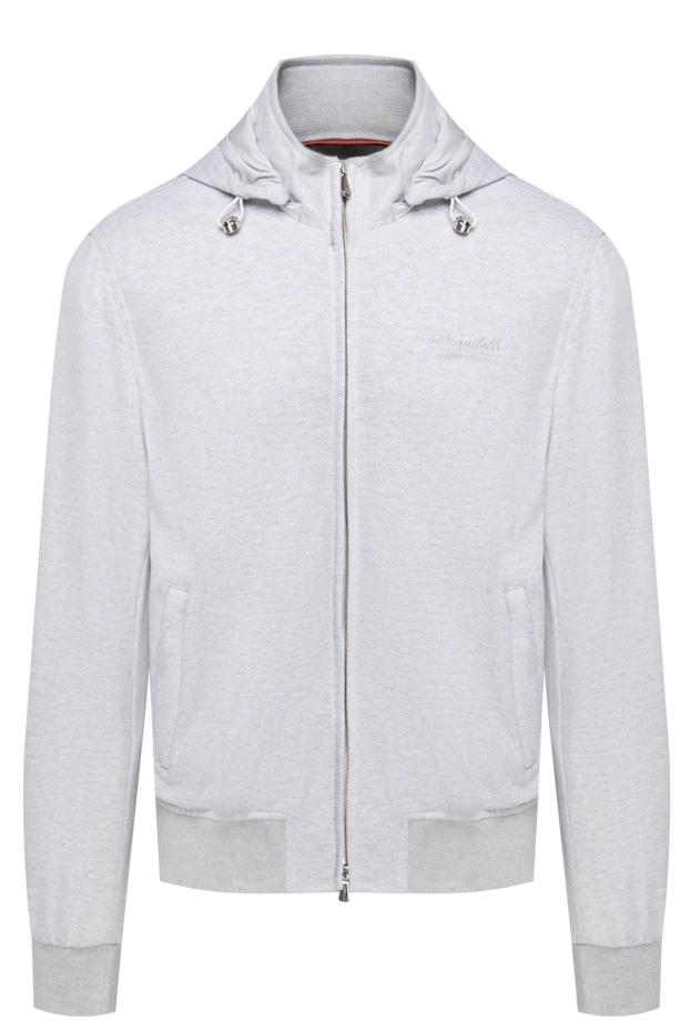 Кофта спортивная из шерсти и хлопка серая мужская - фото 1