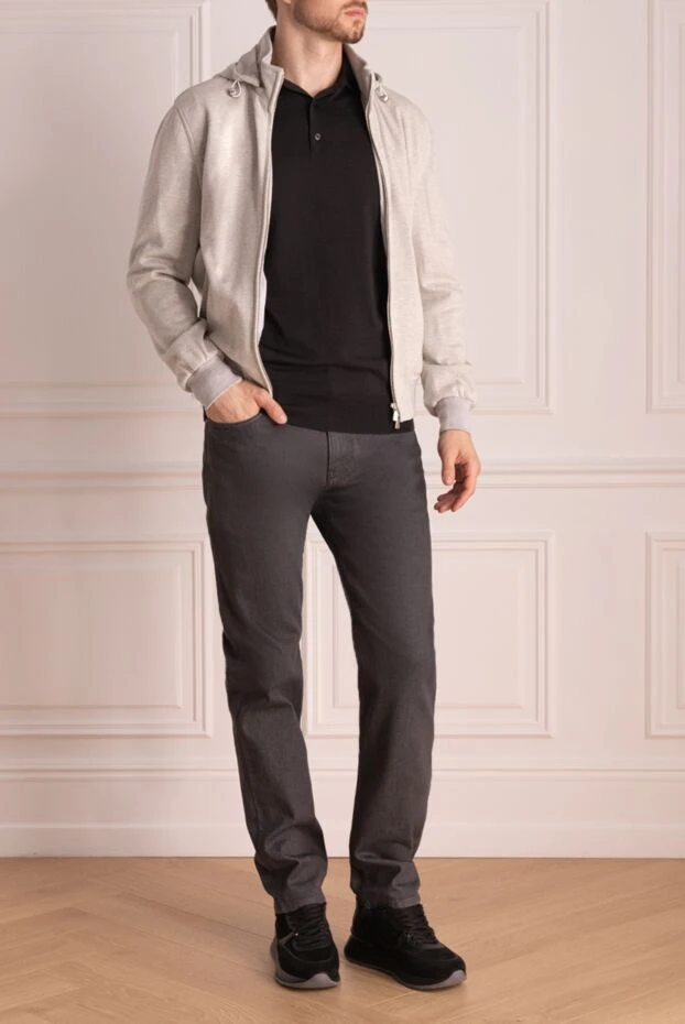 Enrico Mandelli кофта спортивная из шерсти и хлопка серая мужская 174346 - фото 3