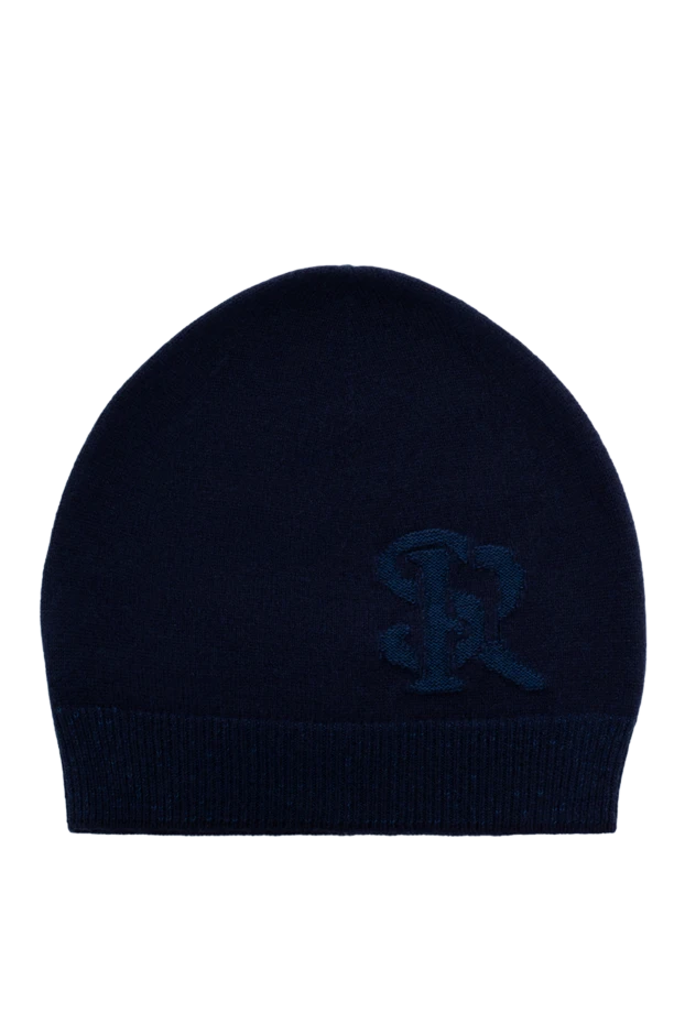 Navy blue cashmere and silk hat with logo - photo 1