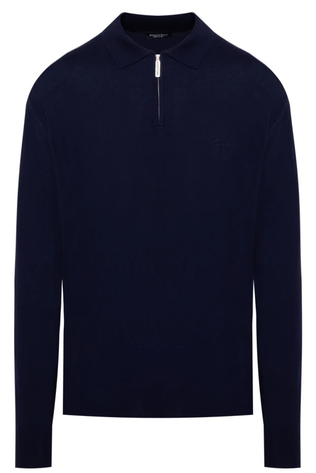 Stefano Ricci поло мужское синее шерстяное с лого 174354 - фото 1