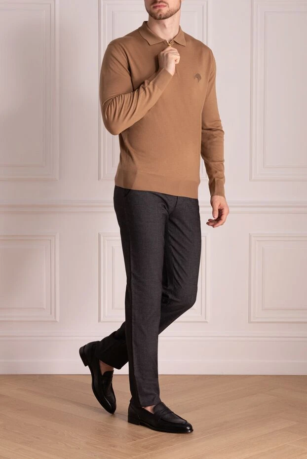 Stefano Ricci логотипі бар қоңыр жүннен жасалған ерлерге арналған поло жейдесі 174356 - фото 3