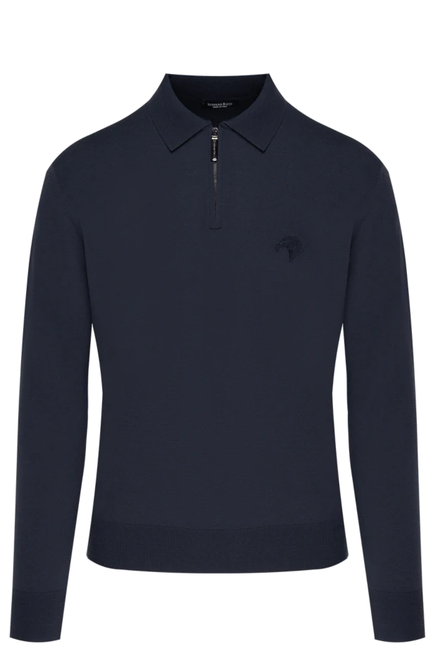 Stefano Ricci поло мужское серое шерстяное с вышитым логотипом 174357 - фото 1