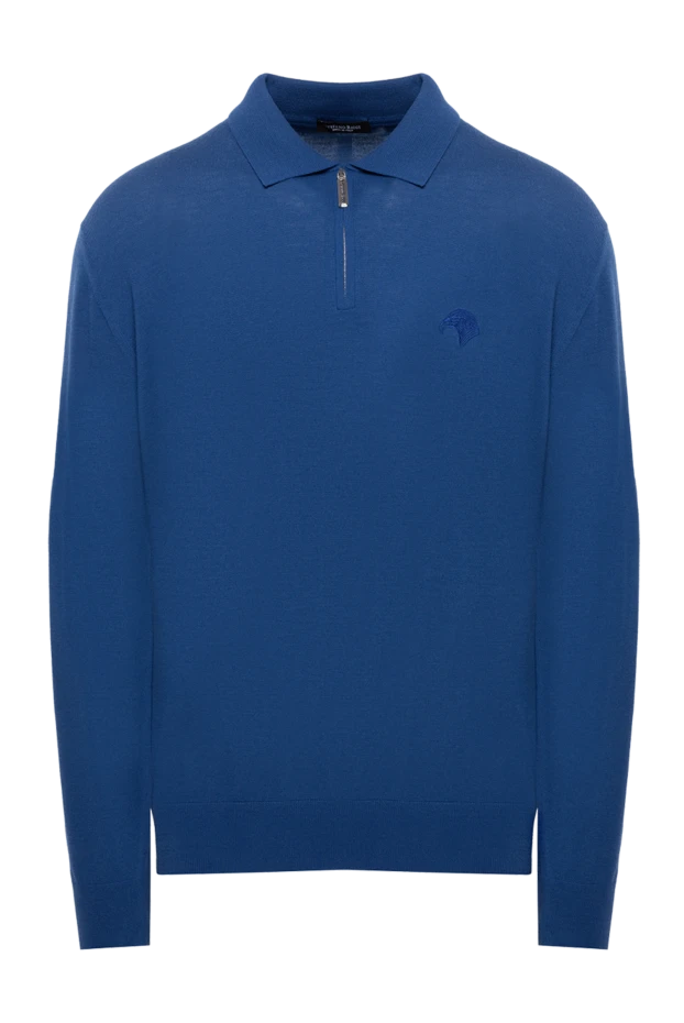 Stefano Ricci поло мужское синее шерстяное с вышитым логотипом 174358 - фото 1