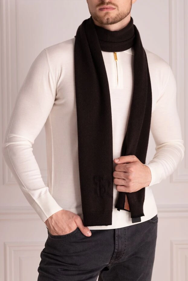 Stefano Ricci шарф из кашемира шелка коричневый мужской 174363 - фото 2