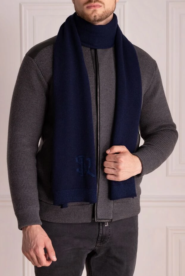 Stefano Ricci шарф из кашемира шелка синий мужской 174364 - фото 2