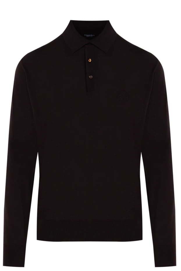 Stefano Ricci поло мужское коричневое шерстяное с вышитым лого 174367 - фото 1