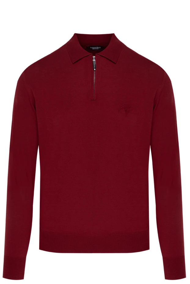 Men's red woolen polo with embroidered logo - photo 1