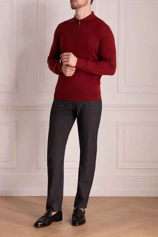 Stefano Ricci ерлерге арналған қызыл жүннен жасалған поло жейдесі кестеленген логотипі 174370 - фото 2