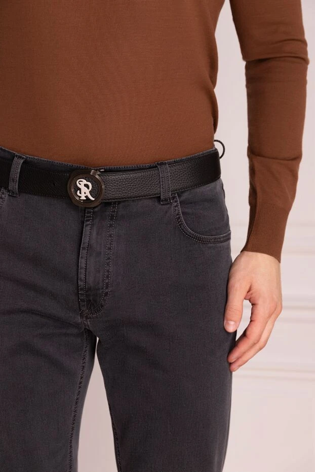 Black genuine leather belt for men - photo 2