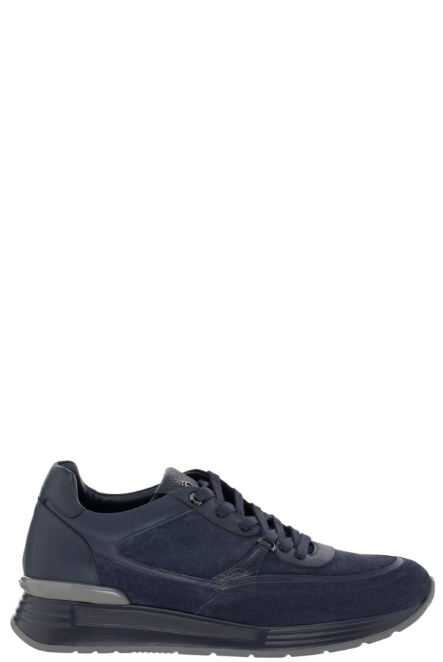 Stefano Ricci кроссовки мужские синие с лого на язычке 174382 - фото 1
