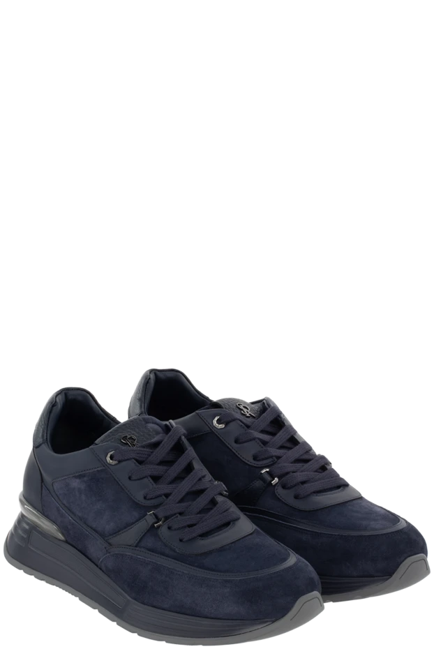 Stefano Ricci кроссовки мужские синие с лого на язычке 174382 - фото 3