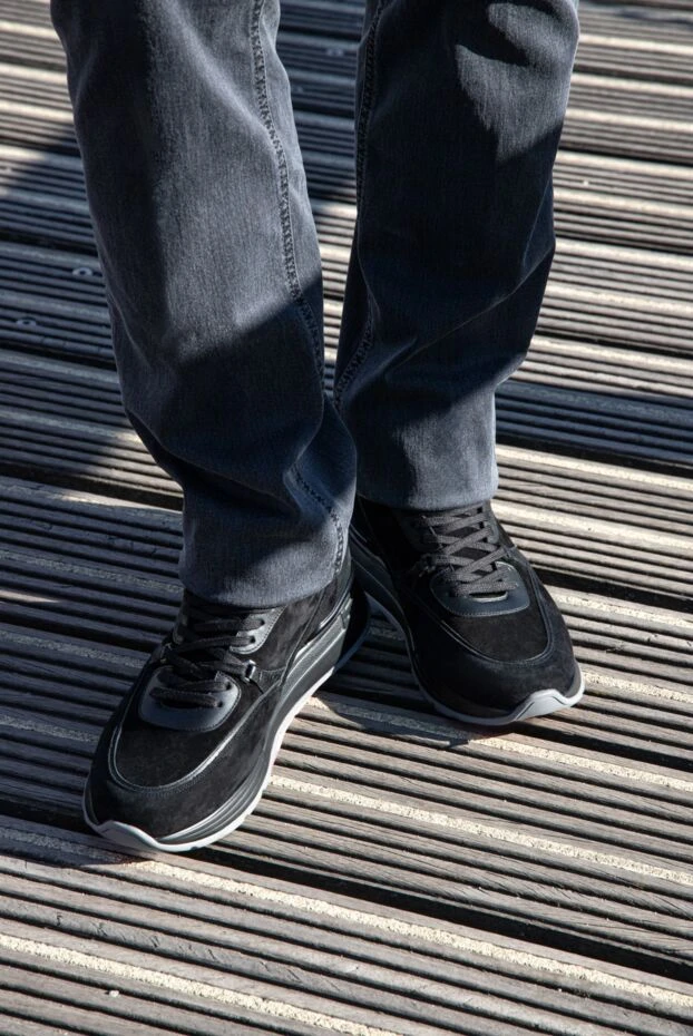 Stefano Ricci кроссовки мужские черные с лого на язычке 174383 - фото 2