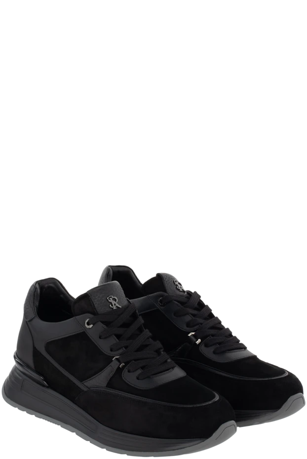 Stefano Ricci кроссовки мужские черные с лого на язычке 174383 - фото 3