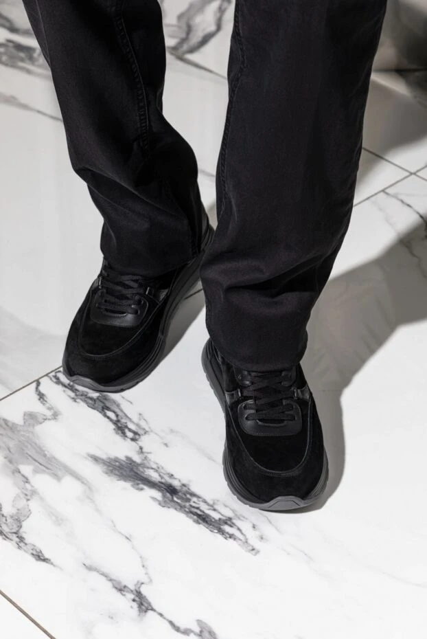 Stefano Ricci кроссовки мужские черные с лого на язычке 174383 - фото 3