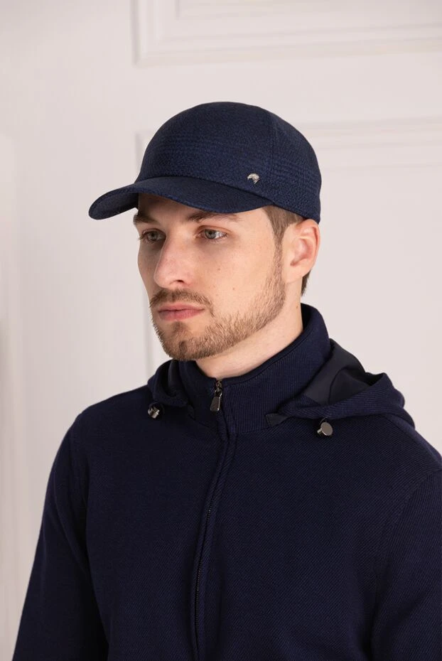 Ерлерге арналған көк жүн және кашемир қалпақ - фото 2