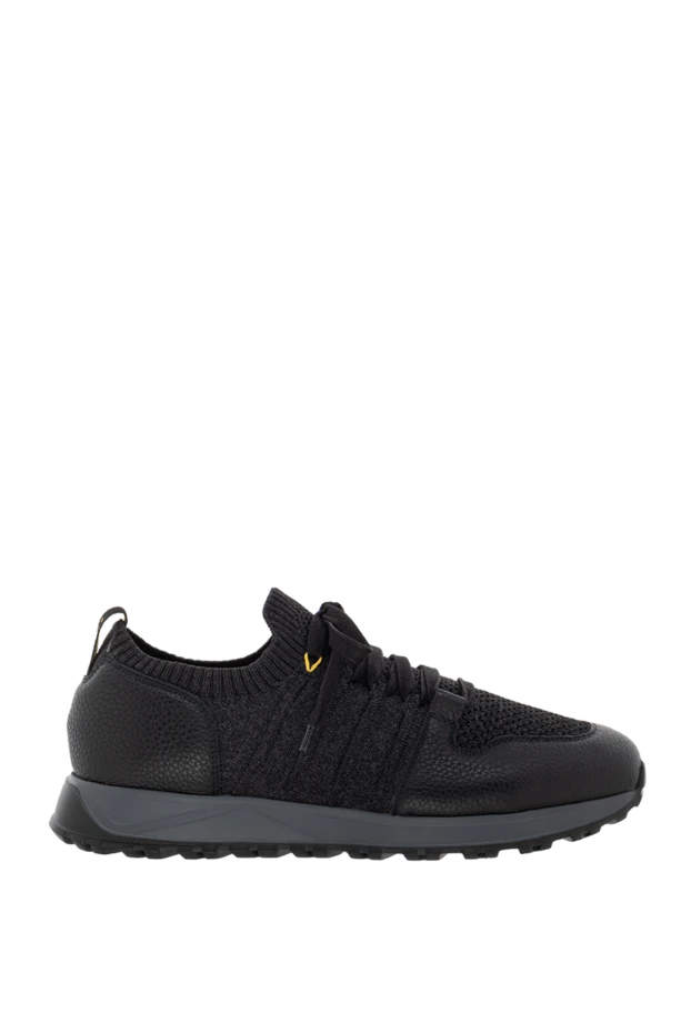 Doucal`s man  black men's cotton and leather sneakers купить с ценами и фото 174398 - photo 1