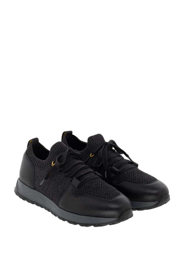 Doucal`s man  black men's cotton and leather sneakers купить с ценами и фото 174398 - photo 2