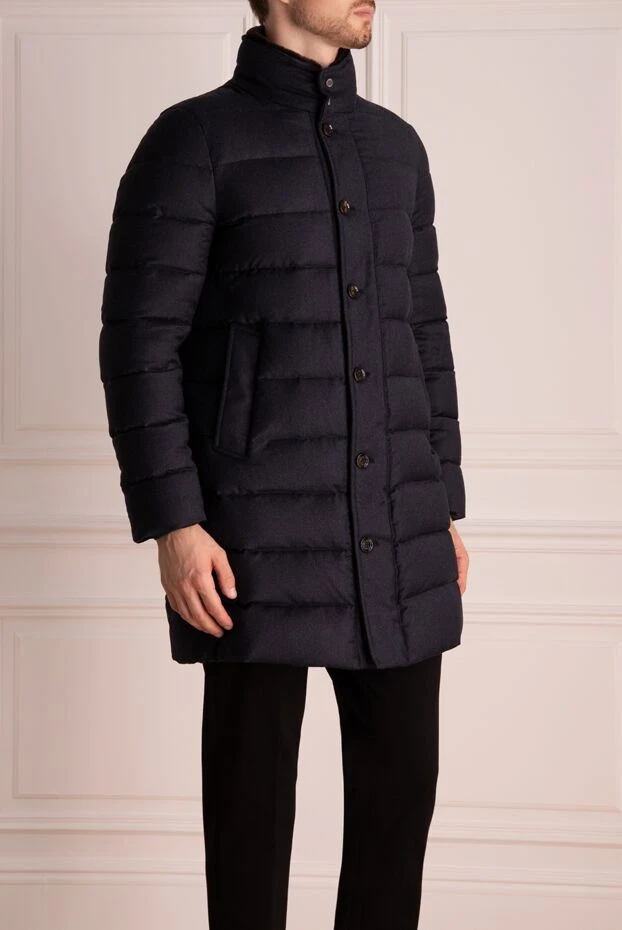 Moorer пуховик на пуговицах с воротником-стойкой синий мужской 174415 - фото 3