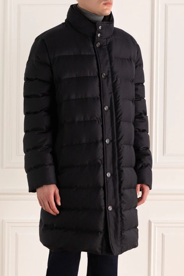 Moorer пуховик на пуговицах с воротником-стойкой на кнопках синий мужской 174416 - фото 3