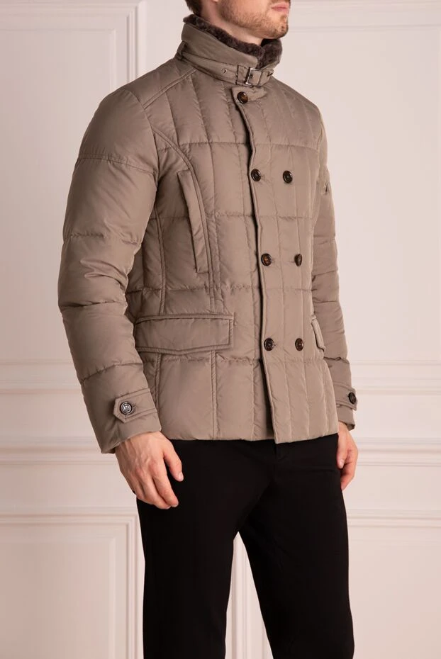 Moorer куртка бежевая стеганая двубортная с воротником-стойкой мужская 174421 - фото 3