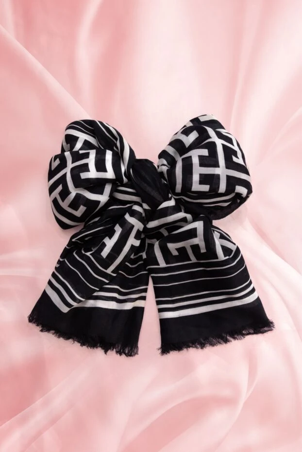 Balmain платок из модала черный женский 174452 - фото 3