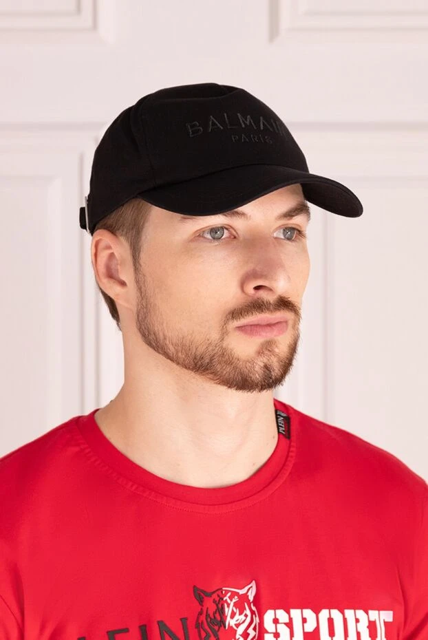 Balmain man men's black cotton cap купить с ценами и фото 174465 - photo 2