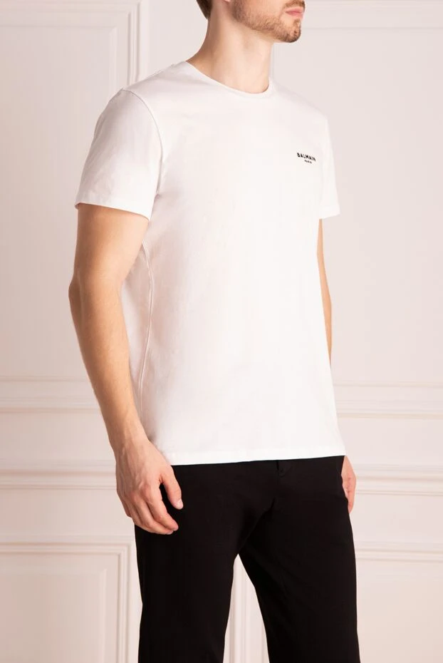 Balmain кішкентай логотипі бар ақ мақтадан жасалған футболка
 174467 - фото 3