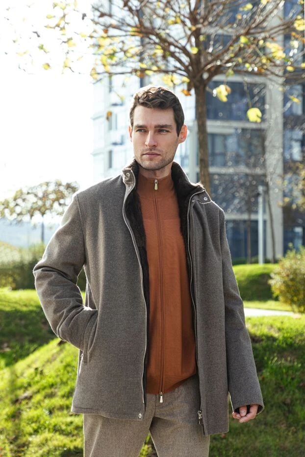 Enrico Mandelli  кардиган из шерсти мужской коричневый 174483 - фото 2