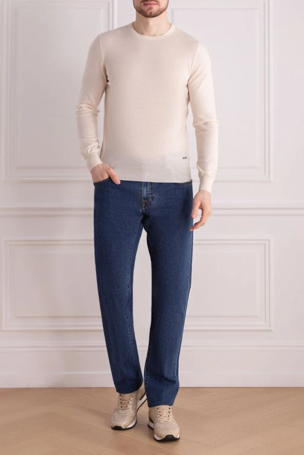 Enrico Mandelli базовый мужской джемпер из шерсти в светлом оттенке
 174497 - фото 2