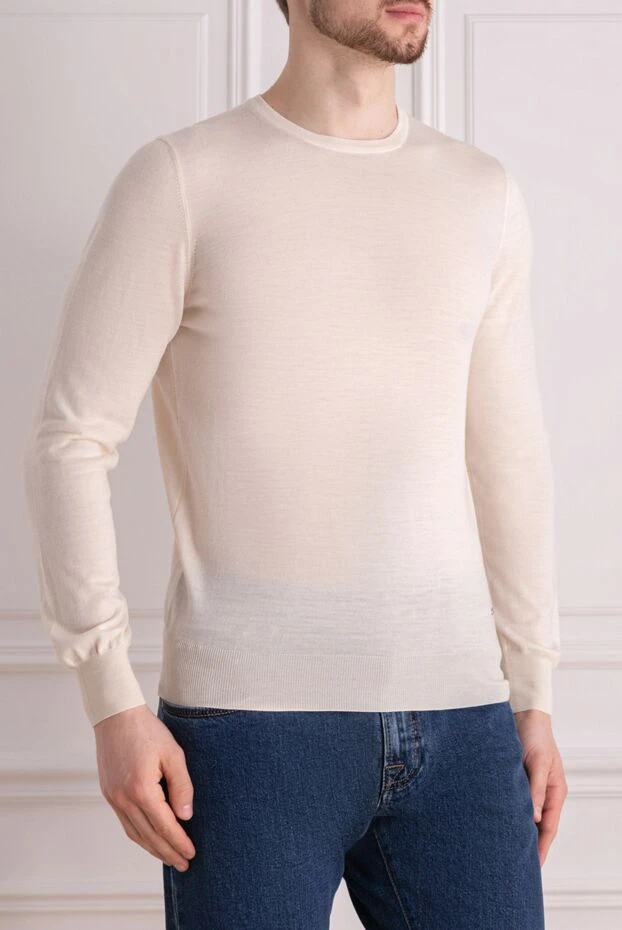 Enrico Mandelli базовый мужской джемпер из шерсти в светлом оттенке
 174497 - фото 3