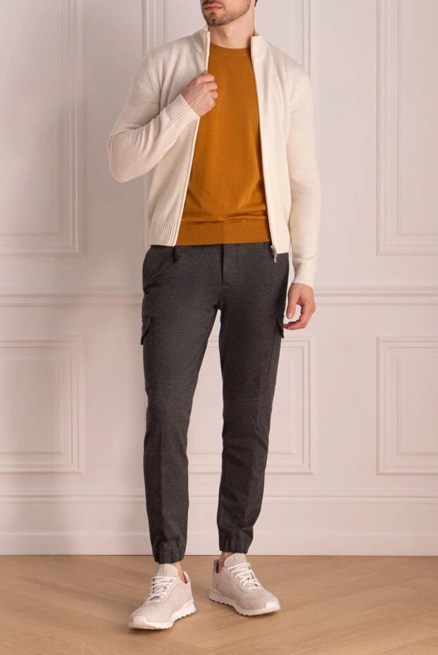 Enrico Mandelli кардиган из кашемира молочного цвета с высоким воротом на молнии мужской 174499 - фото 3