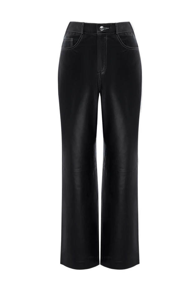 Fleur de Paris woman black leather trousers for women купить с ценами и фото 174505 - photo 1