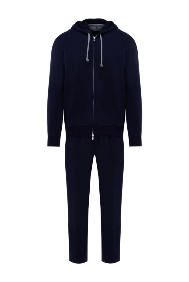 Cotton knit suit with a hood and smooth texture - photo 1