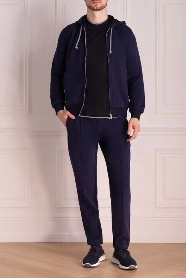 Cotton knit suit with a hood and smooth texture - photo 2