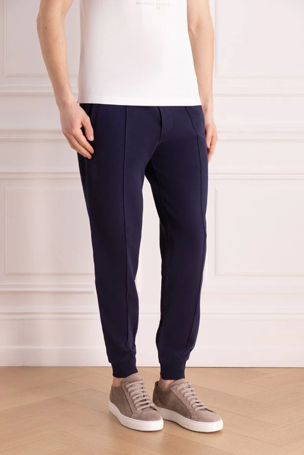 Brunello Cucinelli серпімді белдеуі және тартылуы бар қою көк атлетикалық жүгірушілер.
 174556 - фото 3