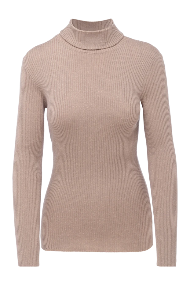 Women's beige ribbed turtleneck - photo 1