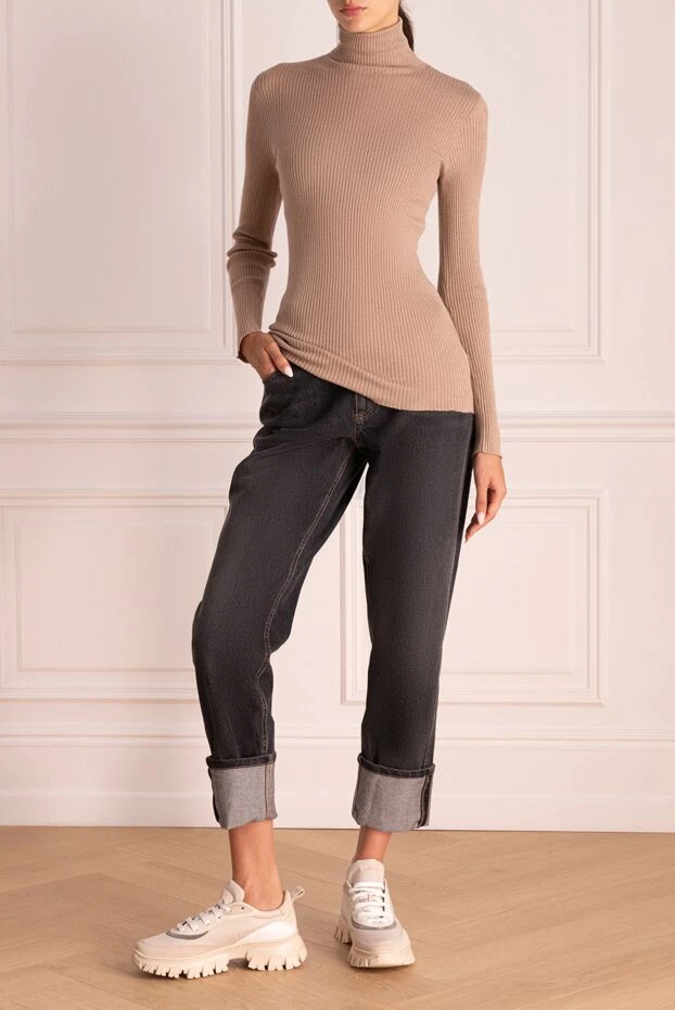 Brunello Cucinelli джинсы тёмно-серые с крупными отворотами женские 174570 - фото 2