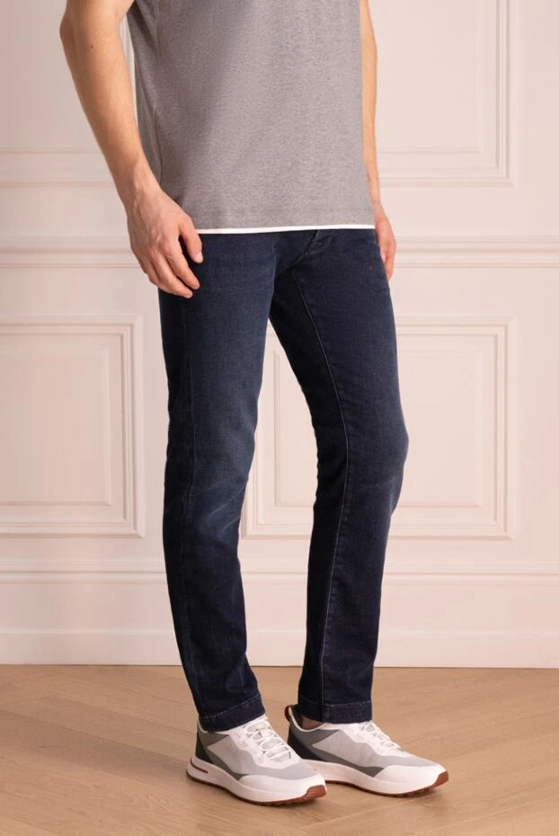 Jacob Cohen мужские узкие джинсы темно-синие с плавным градиентом
 174577 - фото 3