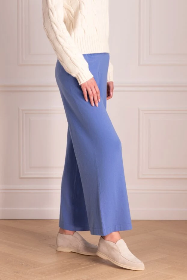 P.A.R.O.S.H. women's blue trousers made of soft jersey with a drawstring waistband
 174583 - photo 3