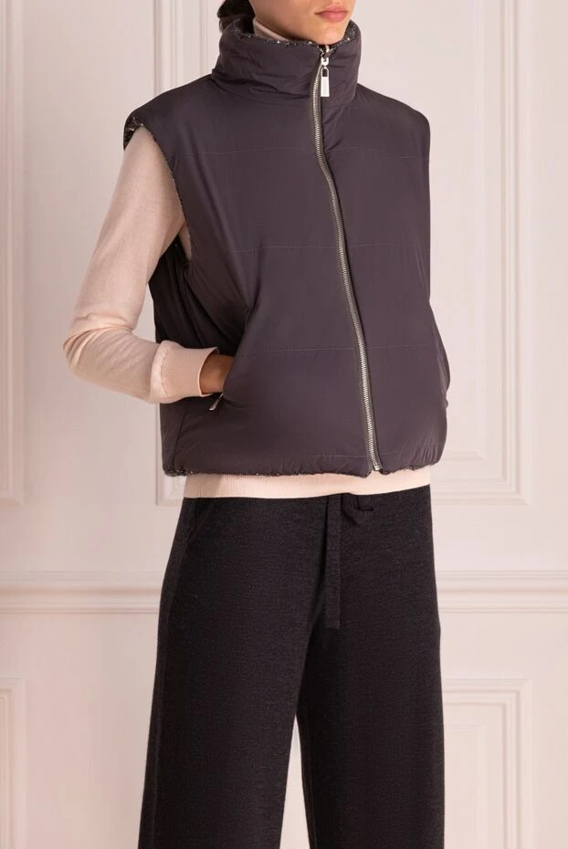 Max&Moi women's down vest, double-sided, gray, with gray side in sequins 174591 - photo 3