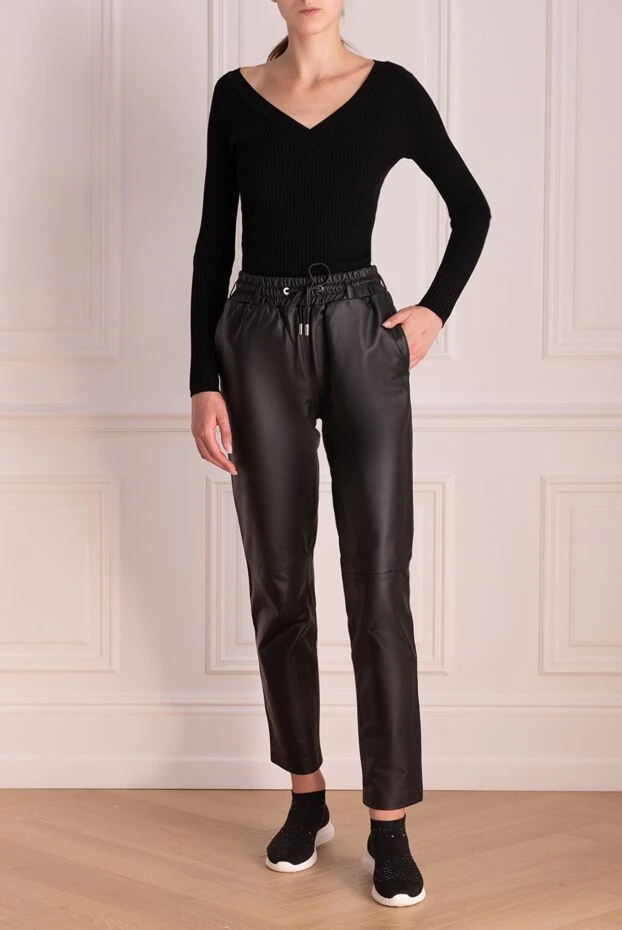 Max&Moi woman black leather trousers for women купить с ценами и фото 174594 - photo 2