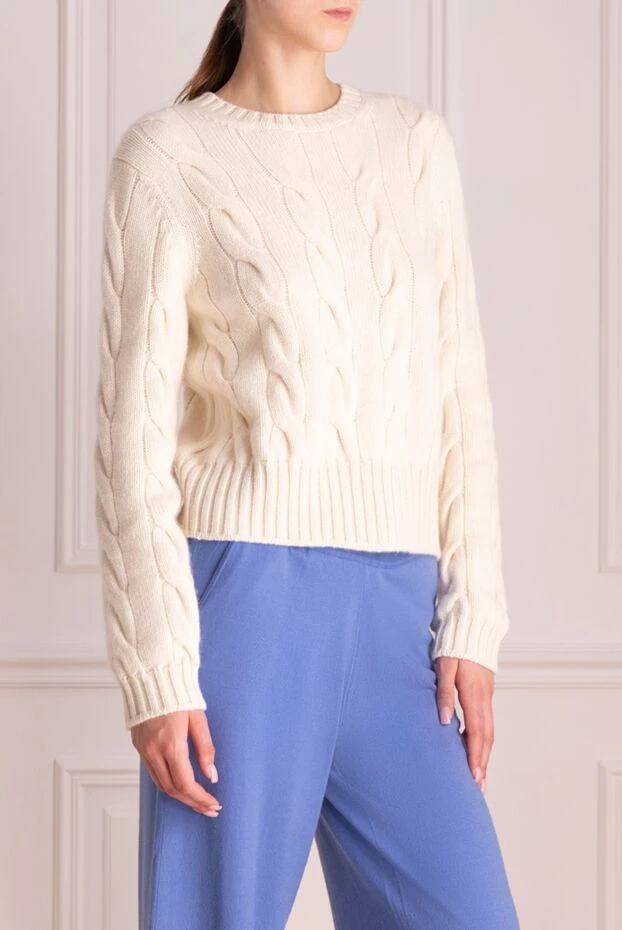 Loro Piana napier crewneck cashmere тоқылған секіргіш ақ әйелдер 174614 - фото 3