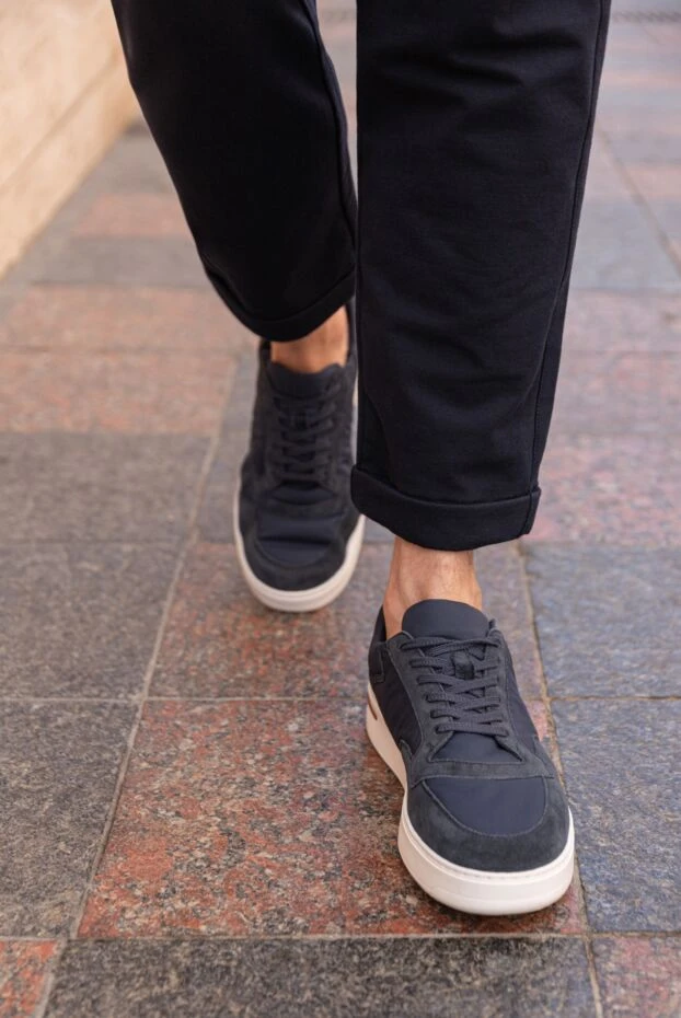 Loro Piana сникеры newport walk из лёгкой микрофибры синие мужские 174626 - фото 2