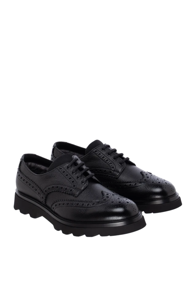 Doucal`s туфли мужские кожаные на меху черные 174636 - фото 3