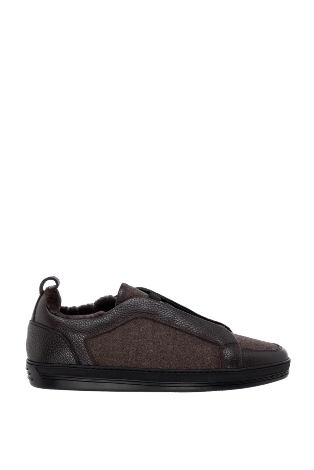 Doucal`s man men's brown calfskin and wool sneakers купить с ценами и фото 174637 - photo 1