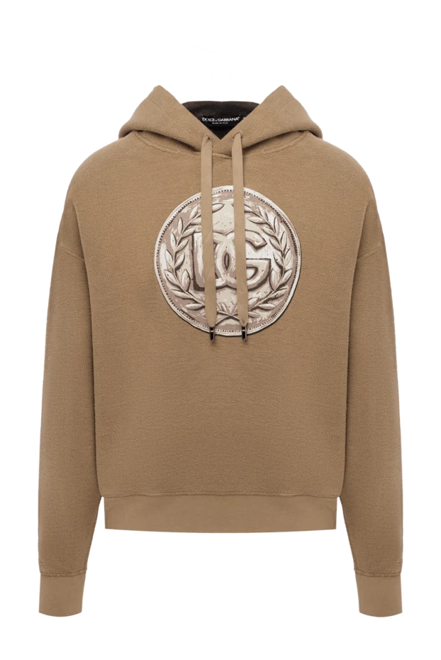 Dolce & Gabbana man men's cotton hoodie, beige купить с ценами и фото 174641 - photo 1