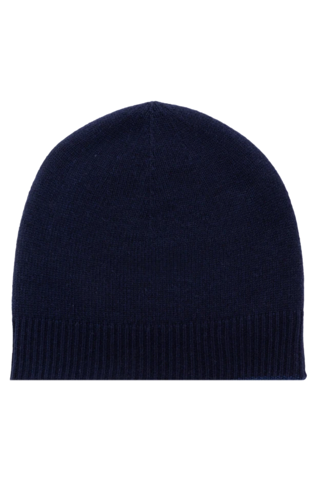 Stefano Ricci шапка из кашемира темно синего тона с монограммой из кожи крокодила 174646 - фото 3