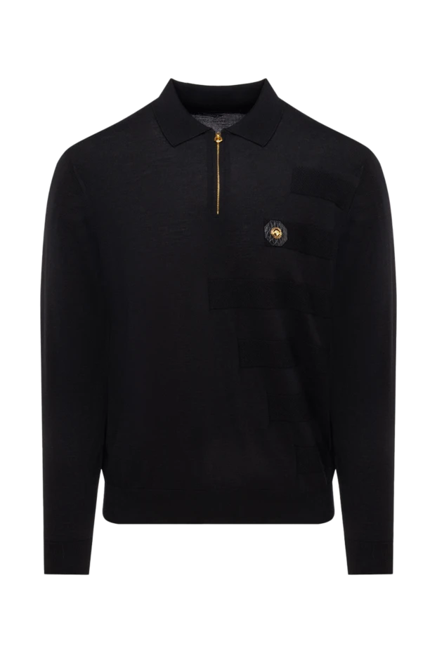 Polo with long sleeves made of wool for men black - photo 1