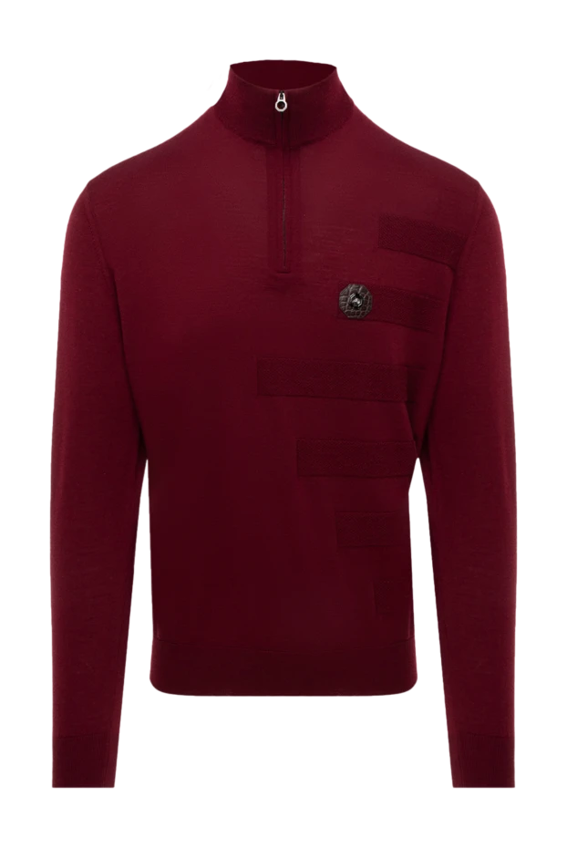 Trouser made of wool and alligator leather burgundy men's - photo 1