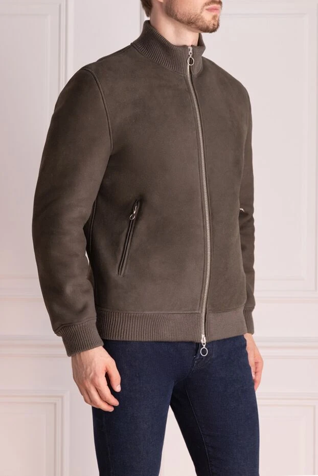 Seraphin ерлерге арналған қоңыр күдері қой терісінен жасалған пальто 174656 - фото 3